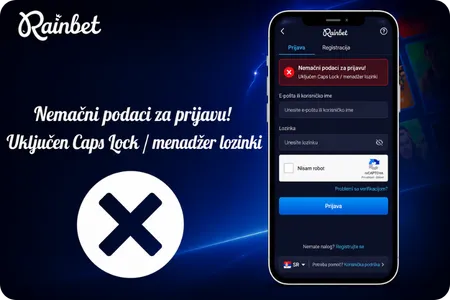 Greške pri unosu lozinke na Rainbet kazinu