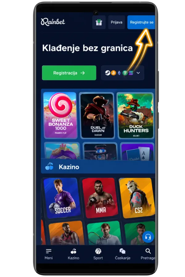 Rainbet registracija novog naloga